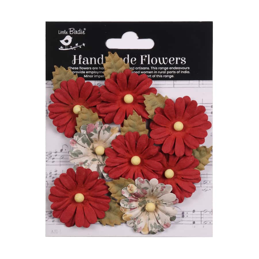 Handmade Flowers Cardinal Red Valerie Approx 5.5Cm 8Pc