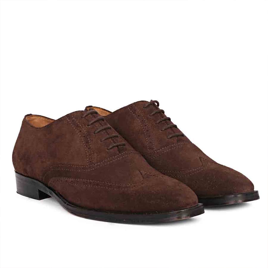 Saint Vincenzo Suede Brown Leather Square Toe Lace Up Décor Shoes