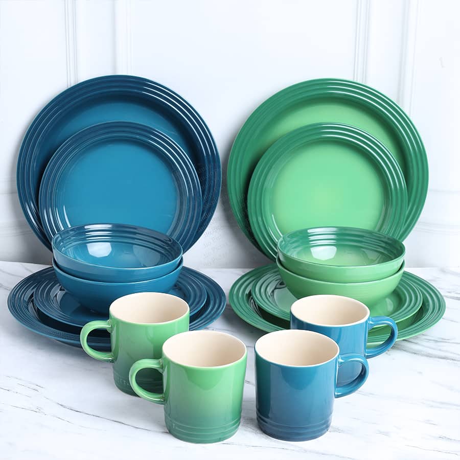 Deep Teal and Bamboo Green - Set of 16