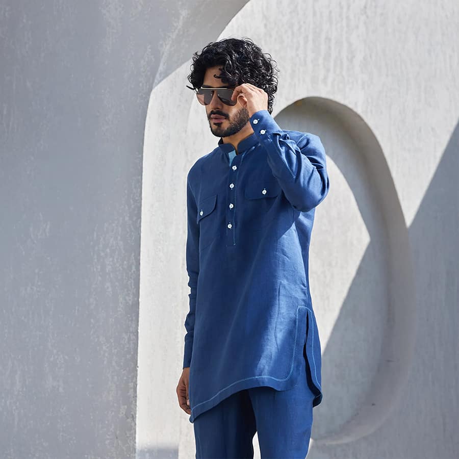 The Fursat Kurta - Legacy Blue