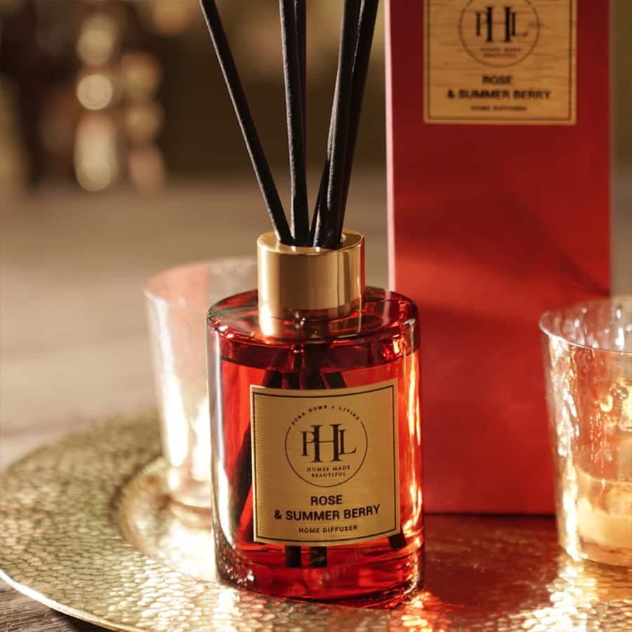 Rose & Summer Berry Scented Glass Diffuser - Red