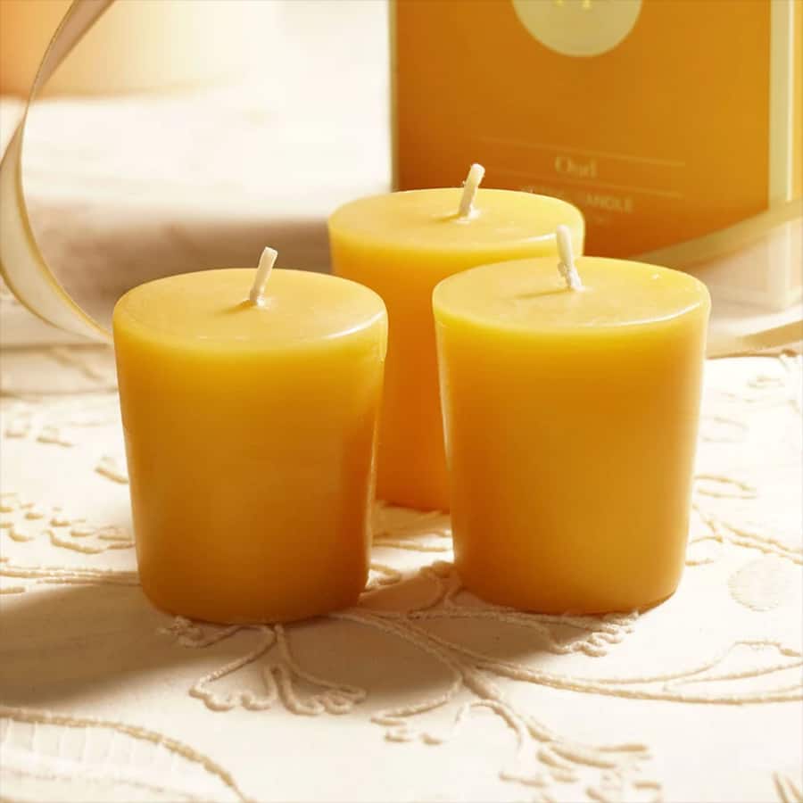 Set of 4 Mustard Oud Votive Candles