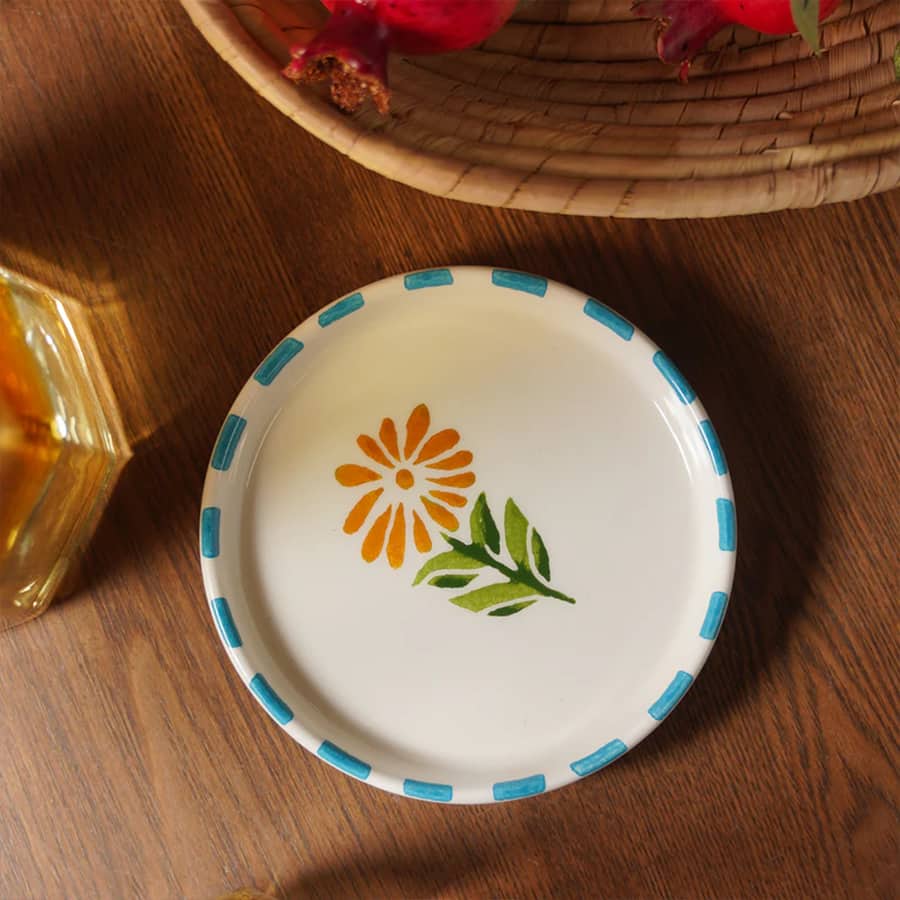 Set of 2 Blue & White Hand Painted Coasters