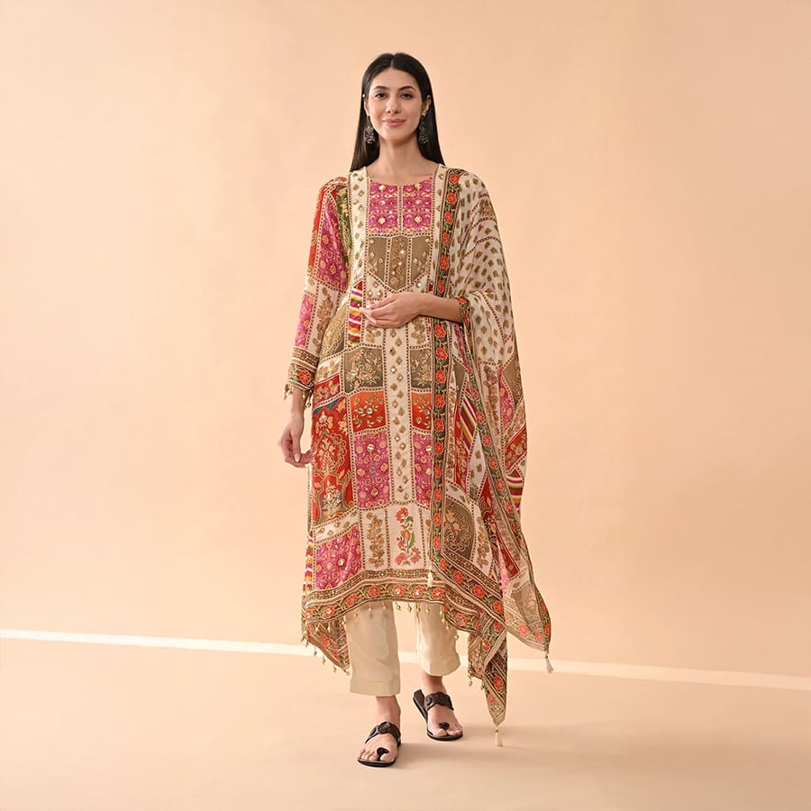 Multi Embellished Kurta Set