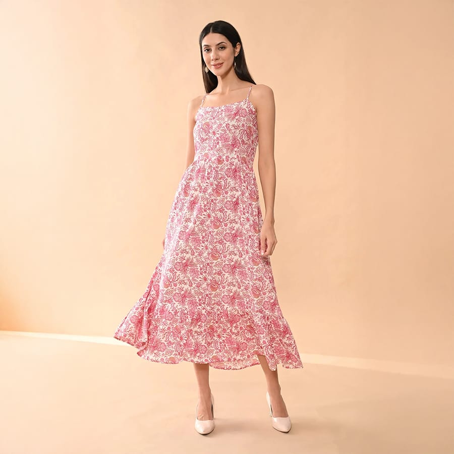 Cream Printed Dress