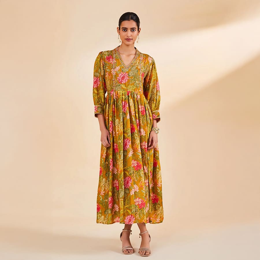 Mustard Printed Dress