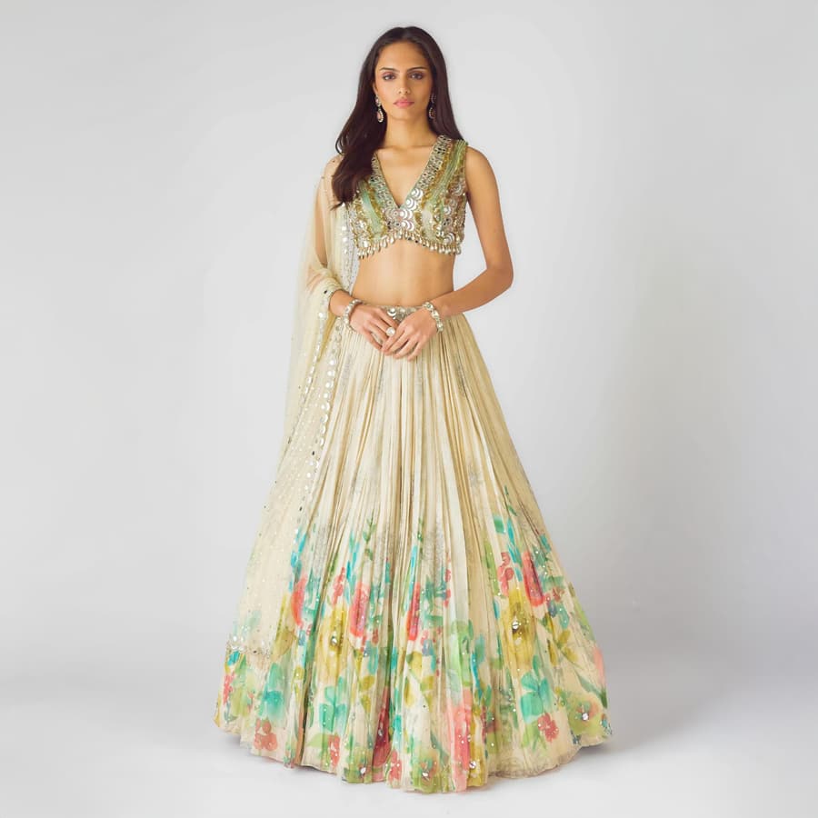 The Coral Wilderness Lehenga