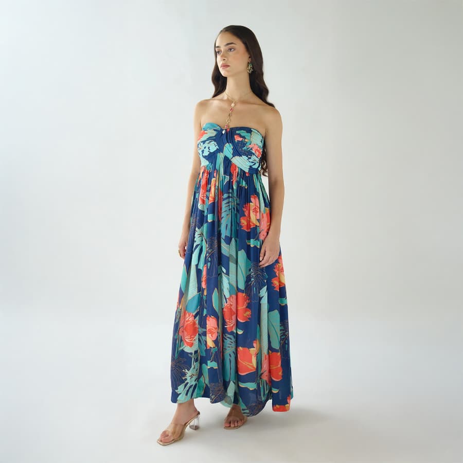 Blue Lagoon Bloom Muslin Dress