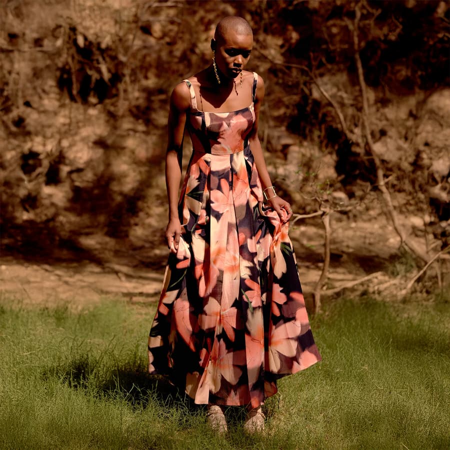 The Midnight Flora Muslin Dress