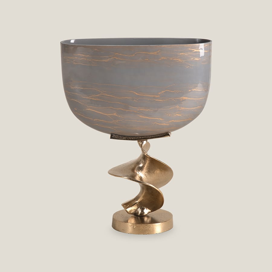 Vine Grey & Gold Vase L