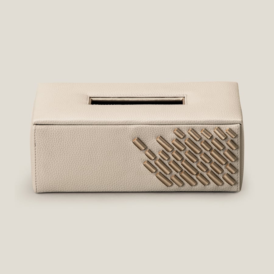 Arc Grey Faux Leather Tissue Box