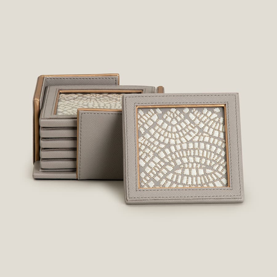 Orbit Grey Emb. Coaster Set of 6