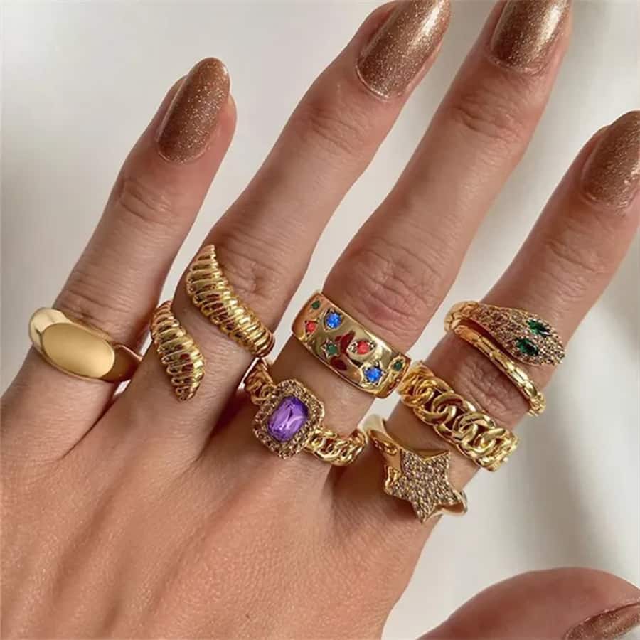 Imitation Gold Assorted Ring Set