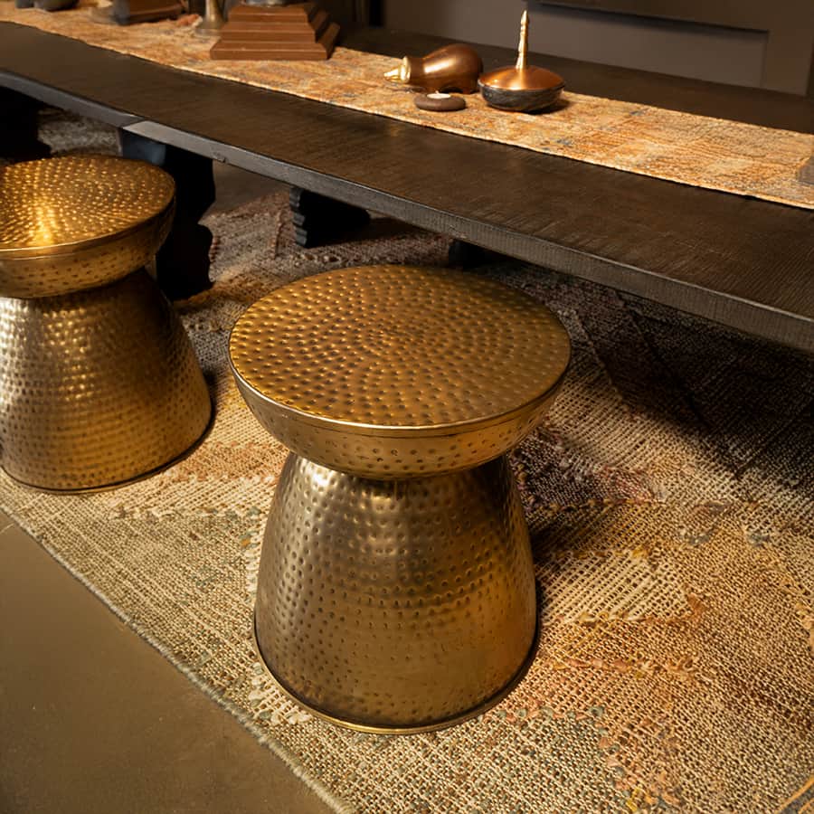 Memphis Antique brass drum side table