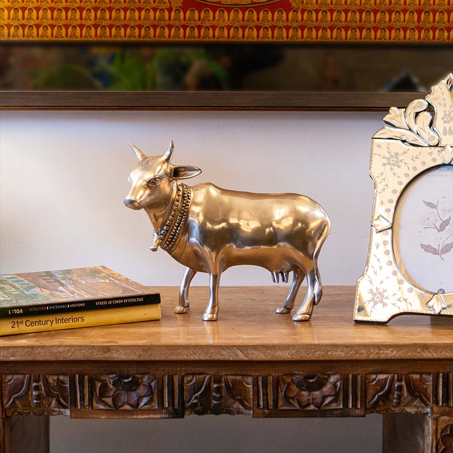 PEX Pichwai Gopashtami Stand Cow Silver
