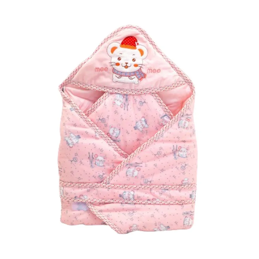 Baby Warm and Soft Swaddle Wrapper Hooded with Hood Double Layer for Newborn Babies
