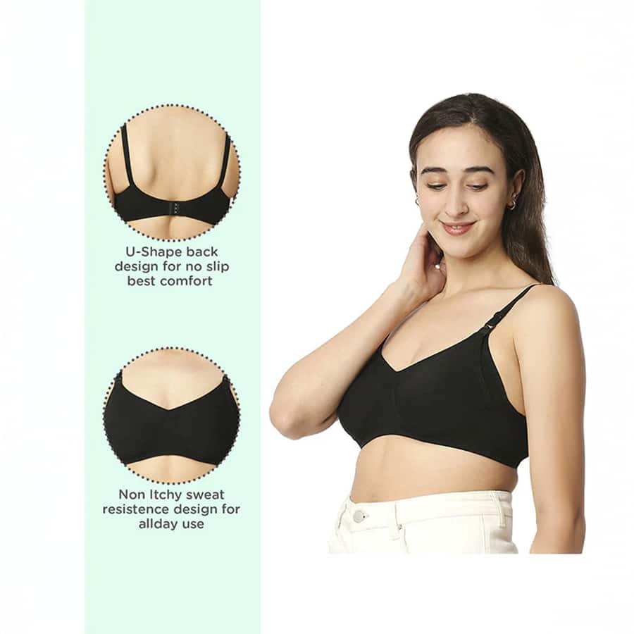 Women's Cotton Non-Padded Wire Free Maternity Bra | BLACK