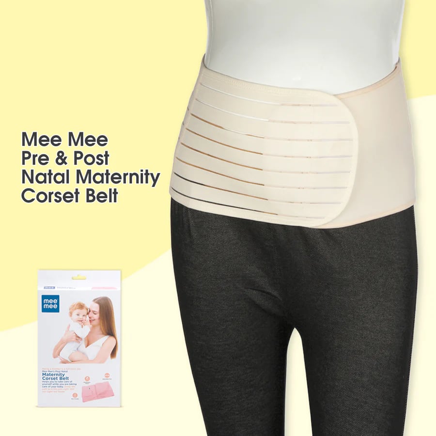 MEEMEE Beige Corset Belt: Comfortable Back Support Crafted from Premium Fabric