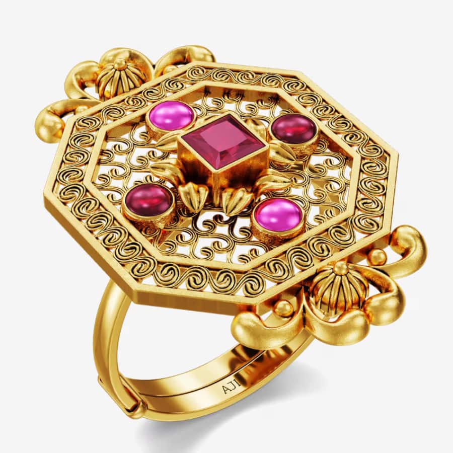 Embossed Grandeur Gold Ring