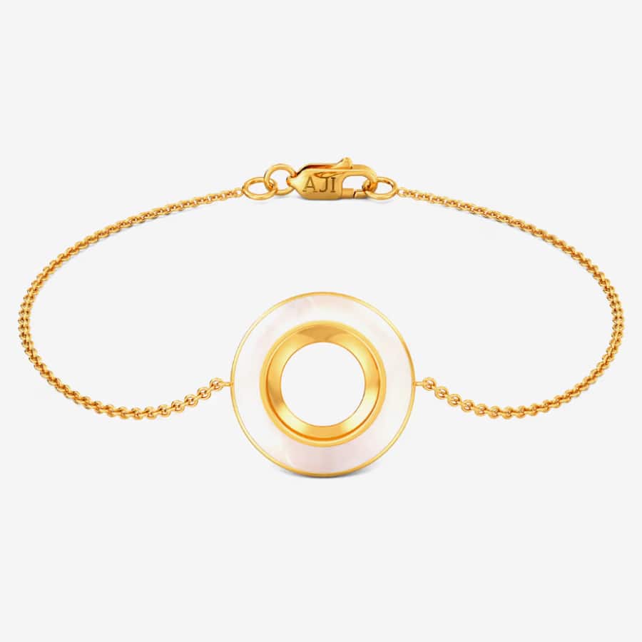 White Reflection Circle pearl Gold Bracelet