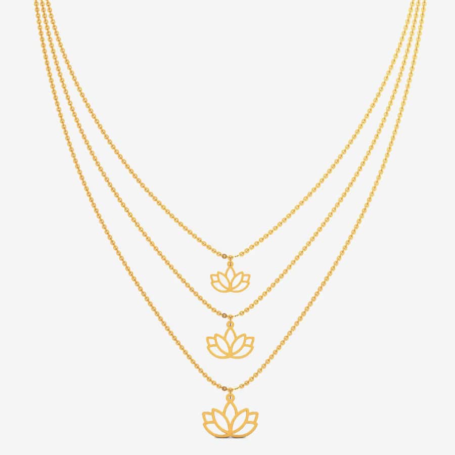Aesthetic Petite Lotus Gold Necklace