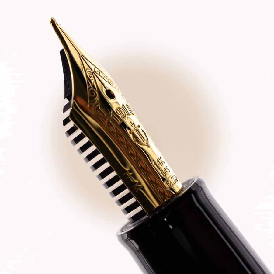 Professional Gear Slim Fountain Pen (14K Medium) Black with Gold Trims