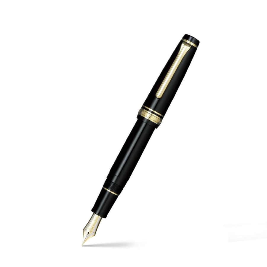 Professional Gear Fountain Pen (21K Medium) Black with Gold Trims