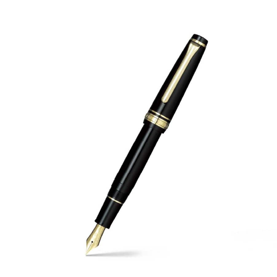 Professional Gear Slim Fountain Pen (14K Medium) Black with Gold Trims