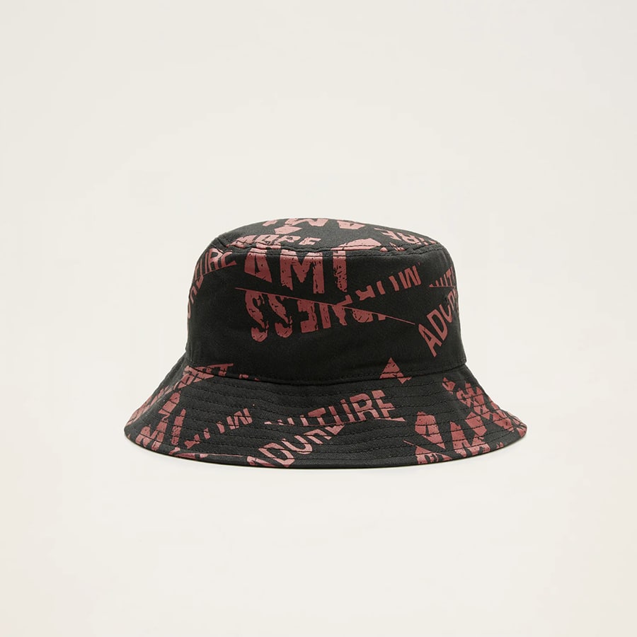 POLERO - Black typography All-over Printed Bucket Hat