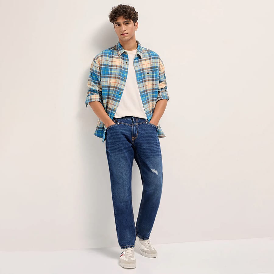 CLAKU - Multicolor Checked Flannel Relaxed Fit Casual Shirt