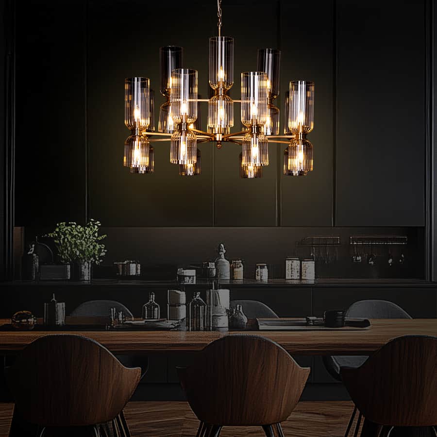 One Last Dance (Gold) Textured Glass Chandelier
