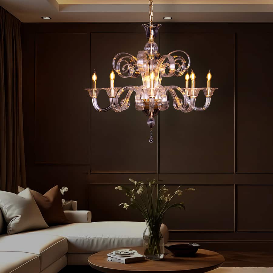String Of Pearls (Large, Gold) Textured Glass Chandelier