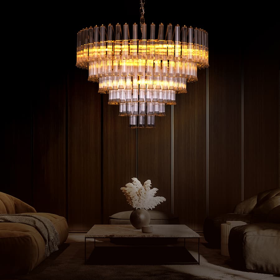 Lived It Twice (Gold) Clear Glass Chandelier