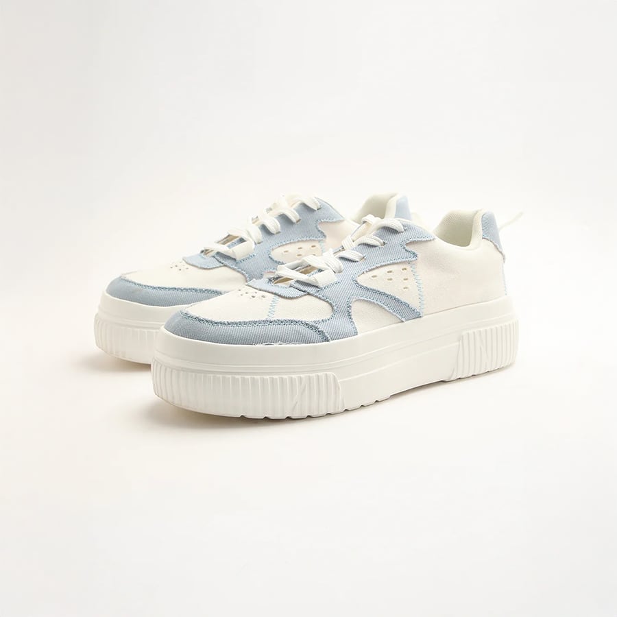 Mizuki - Men's Versatile White and Blue Sneaker with Chunky Outsole