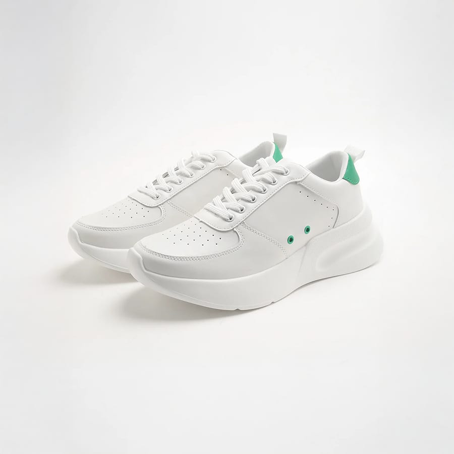 Vera - Men's Classic White Sneakers with Perforated Toe