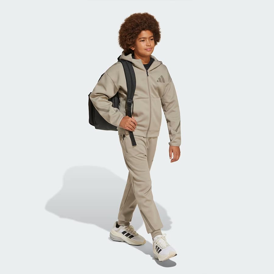 Z.N.E. Full-Zip Hooded Track Jacket - Putty Beige / Simple Brown