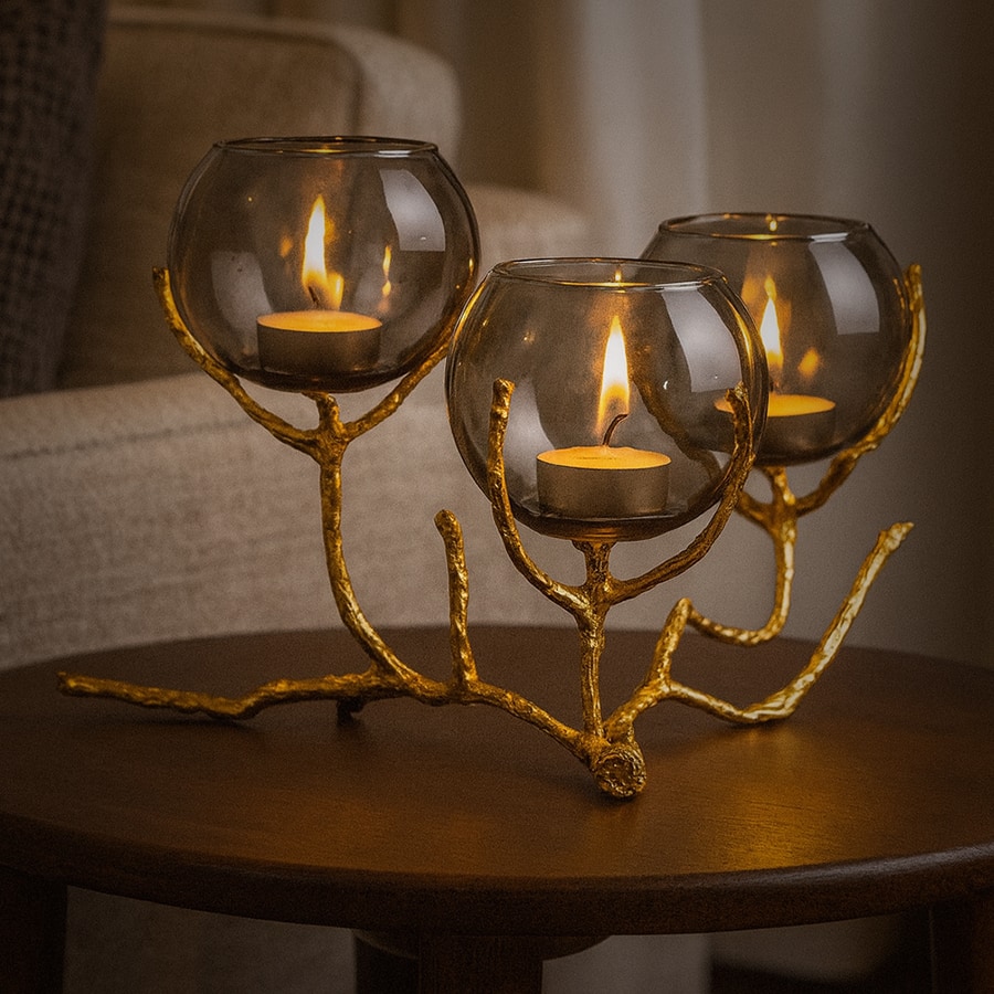 Step It Up (Large, Gold) Aluminium Candle Holder