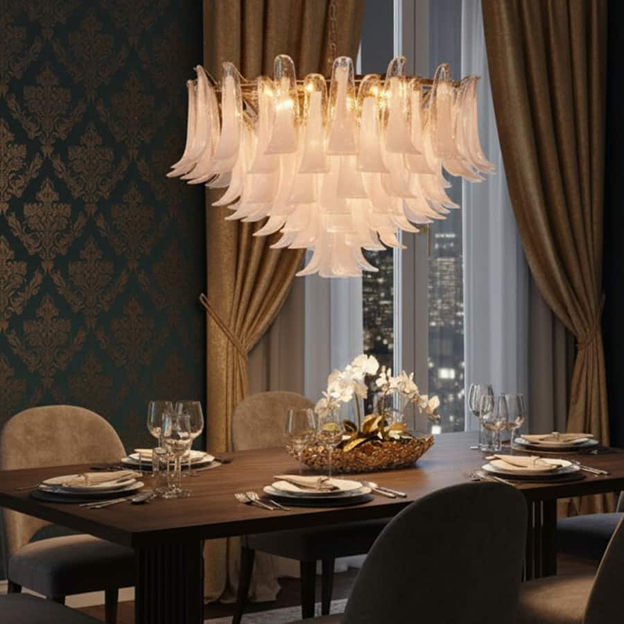 Somewhere In Barcelona (Large, White) Tinted Glass Chandelier