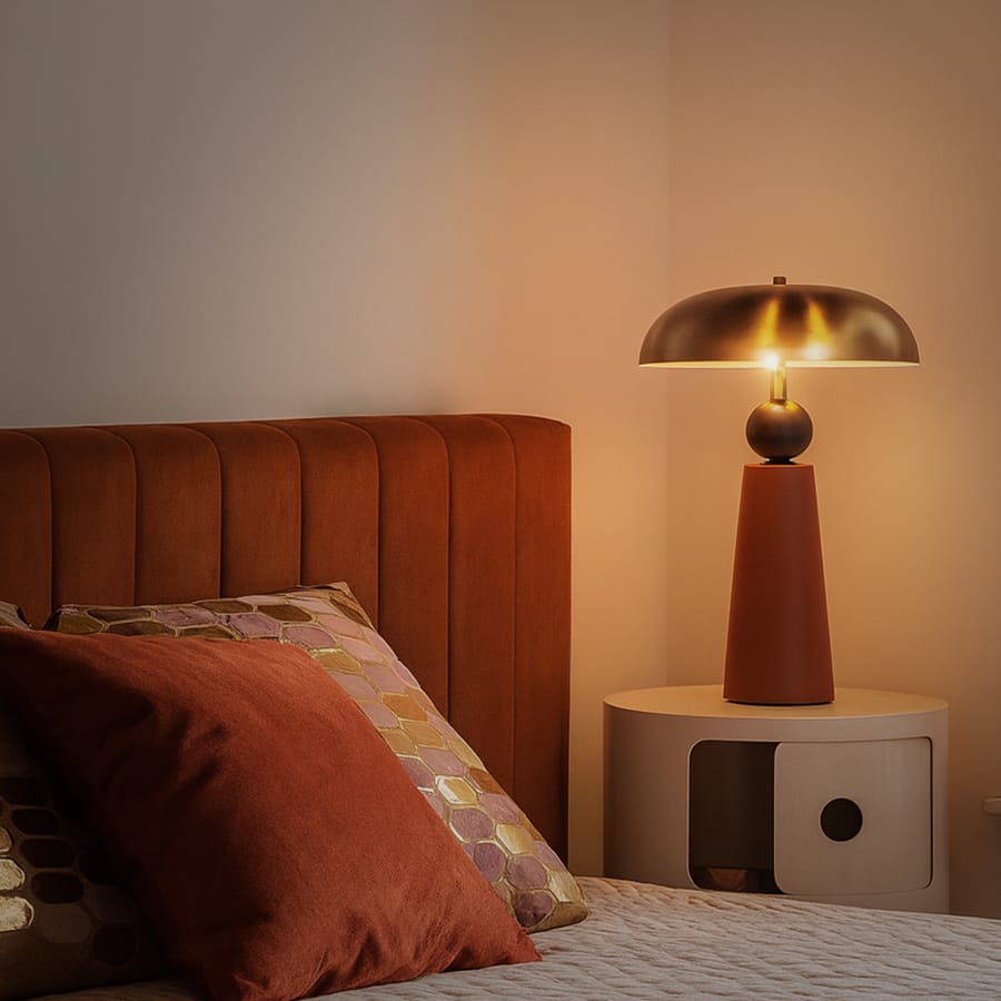 Gold Coast (Gold, Brown) Leather Table Lamp
