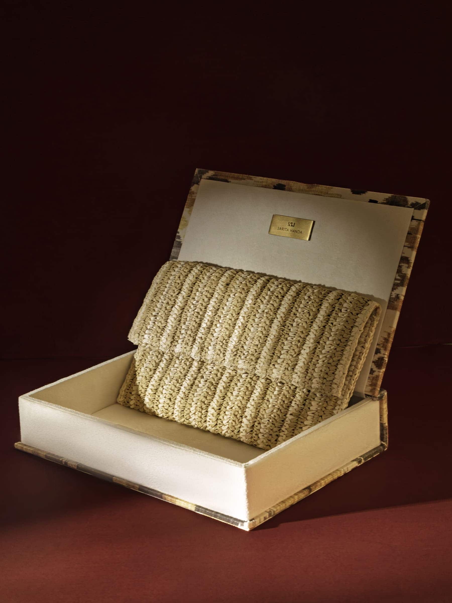 Witherfield raffia clutch bag multi