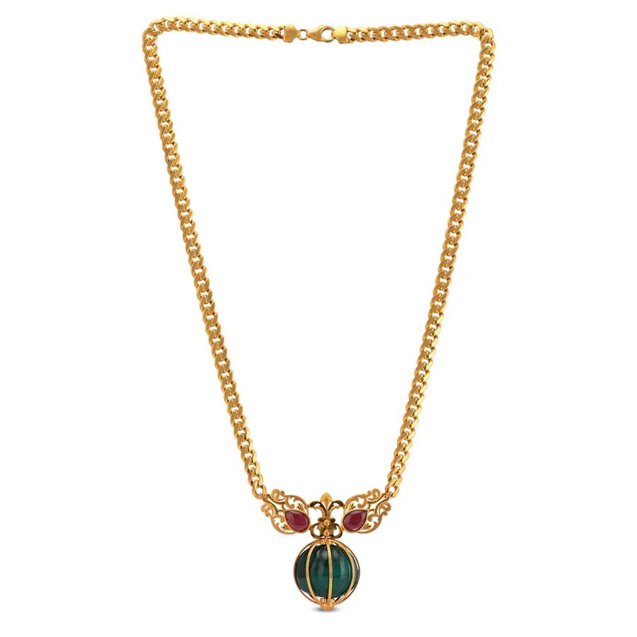 Majestic Emerland & Tourmaline Pendant Necklace