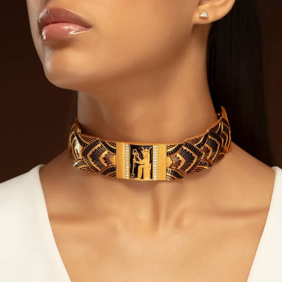 Pharaoh's Legacy Egyptian Gold Choker Necklace