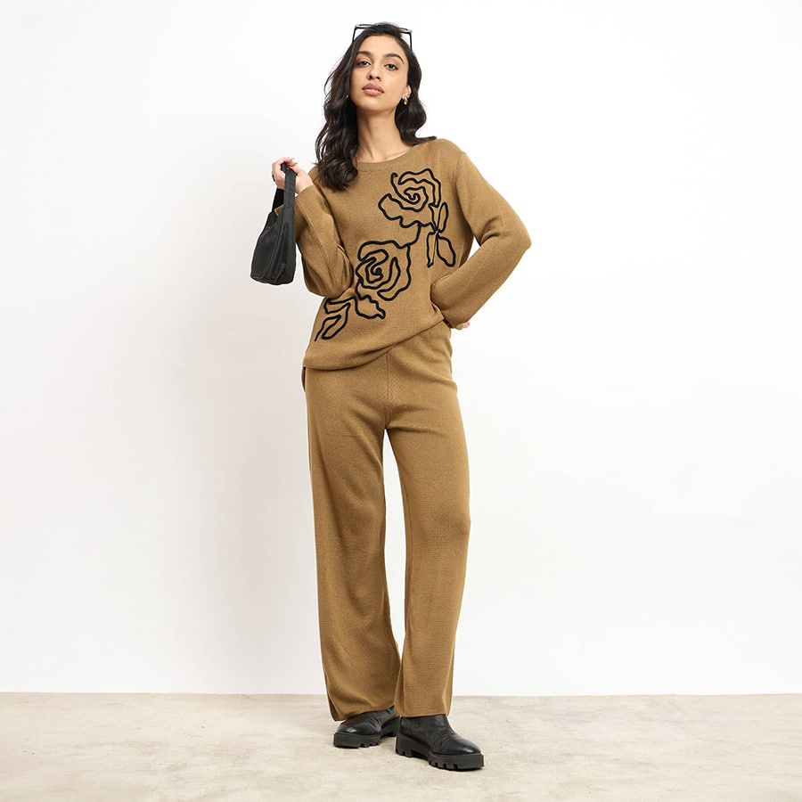 Liana Applique Co-Ord Set - Khakhi