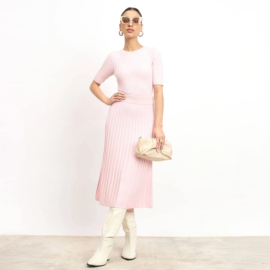 Caroline Ribbed Co-ord Set - Pink