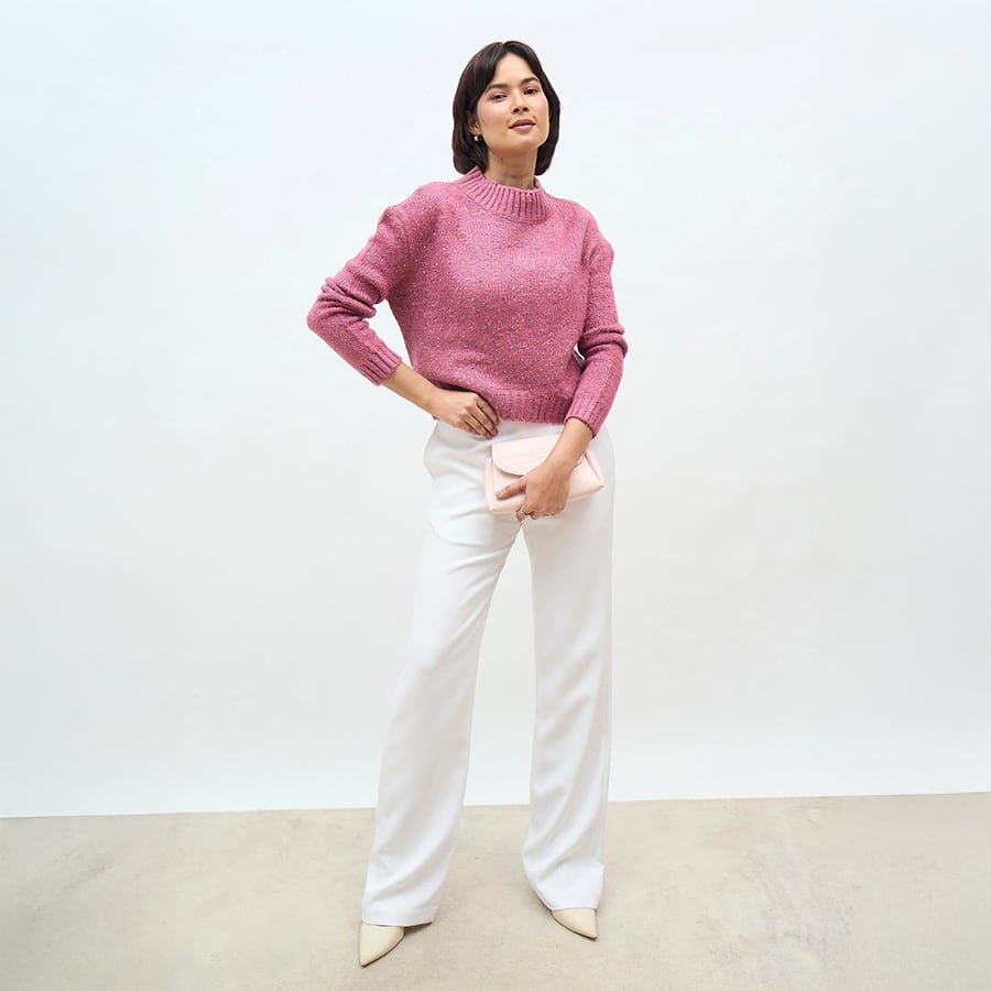 Eloise Melange Knit Sweater - Rose Pink