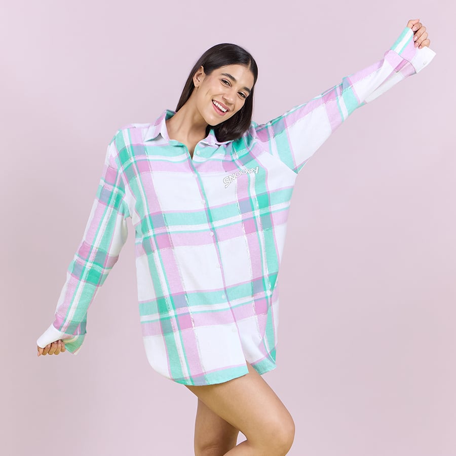 Snoopy Soft Checks Nightshirt