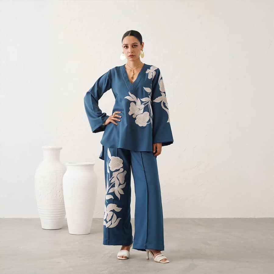 Minal Moss Crepe Embroidered Matching set