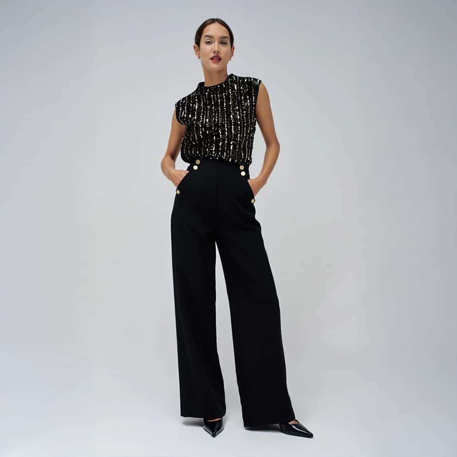 Velevet Top With Gold Sequin Detail