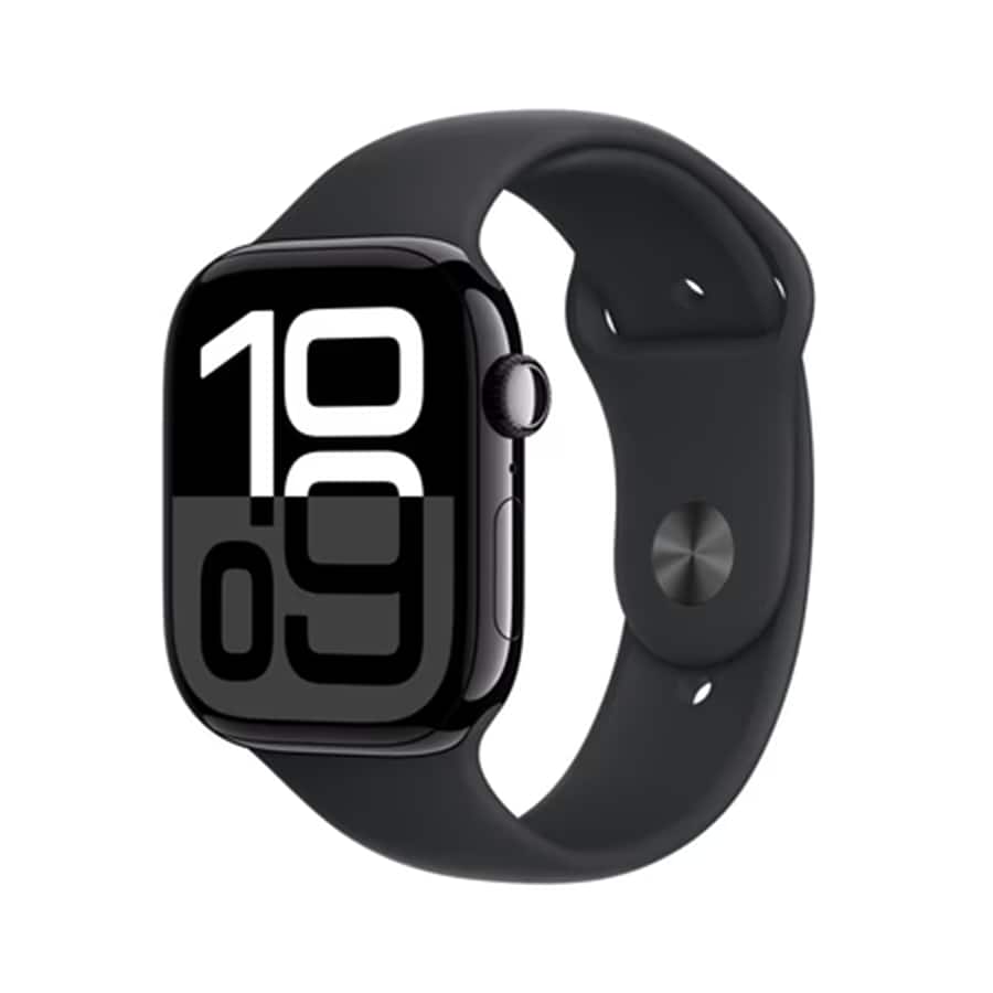 Apple Watch Series 10 GPS 46 mm Jet Black Aluminium Case with Black Sport Band - M/L