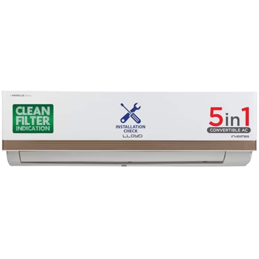 Lloyd 1 Ton 3 star 5 in 1 Convertible Inverter split AC GLS12I3FWBBV (PM 2.5 Filter, 4 way swing, Cools at 52 degree C, 100 percent copper, wifi ready, Turbo Cool, Golden Fin Evaporator, 2023 launch)